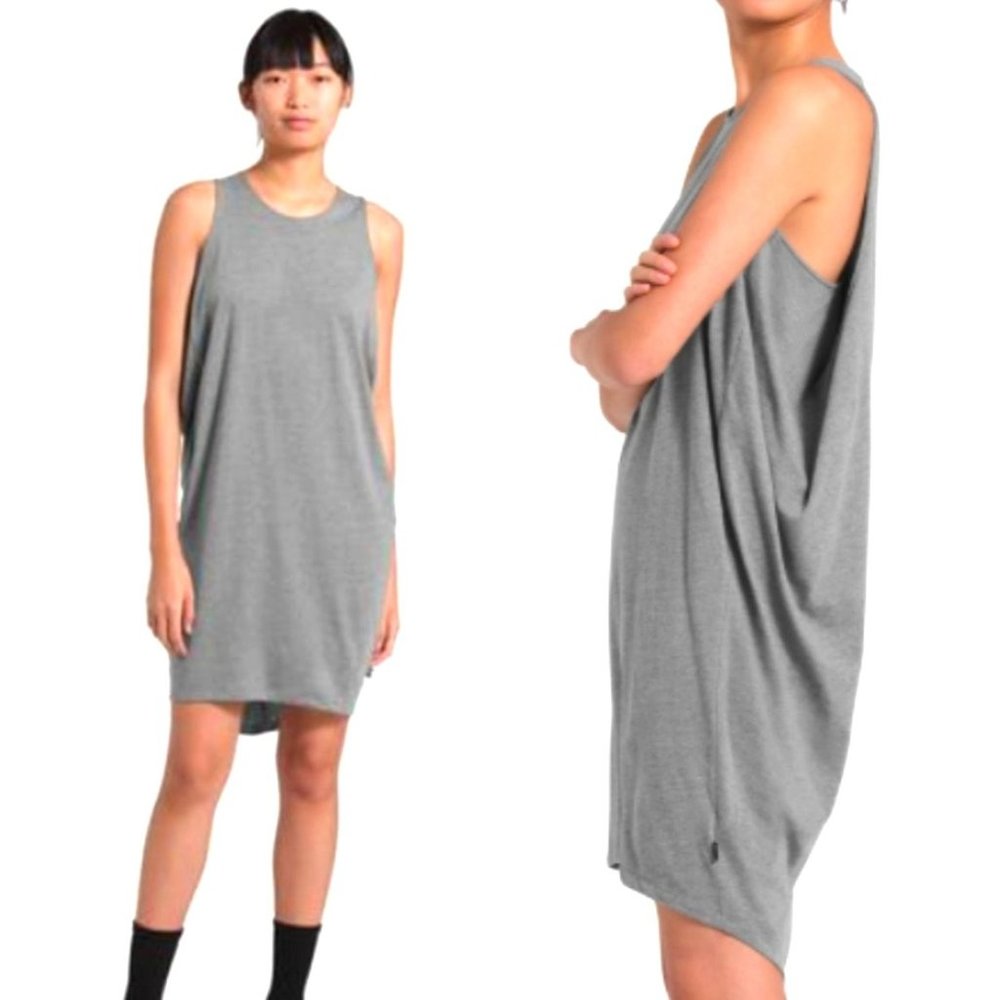 Relaxed Grey Sleeveless Shift Dress